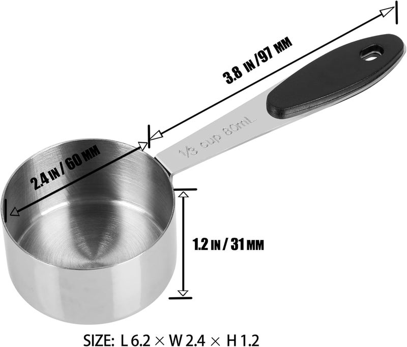 DOTINGHUX 1/3 Cup Magnetic Grips Stainless Steel Measuring Cup -1PCS - Image 2